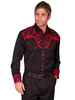 Scully Men's Western Shirt Poly Blend Floral Tooled Stitch Long Sleeve P-634