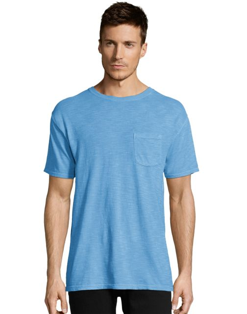 Hanes Men's 1901 Heritage Dyed Short Sleeve Crewneck Pocket Tee 5A59D GRTDYE