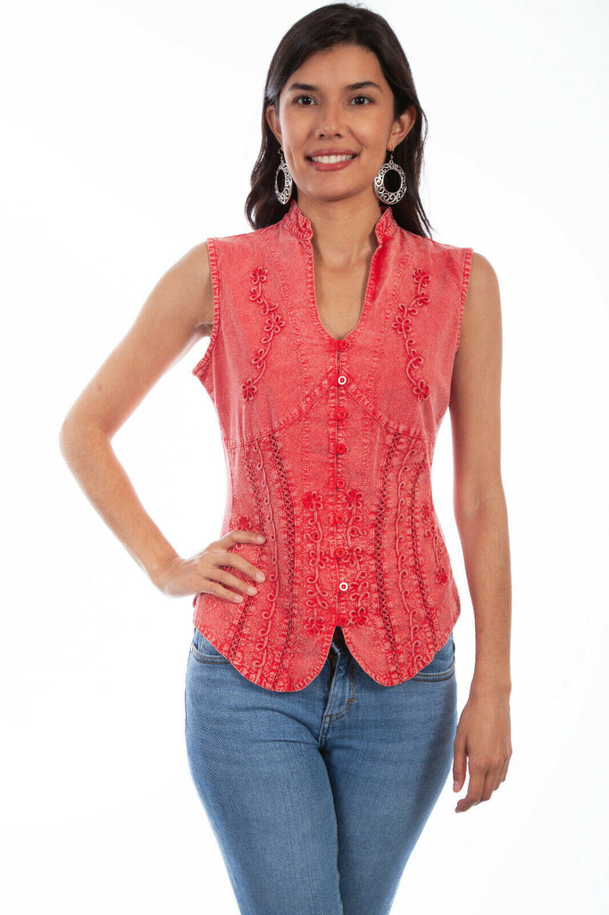 Cantina by Scully Scully Cantina Sleeveless Blouse with Band Collar PSL-059