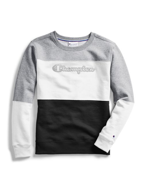 Women's Powerblend® Colorblock Crew, Chainstitch Outline Logo
