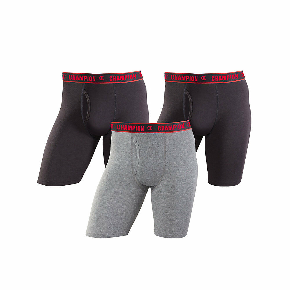 Champion Men's Cotton Performance Long Leg Boxer Brief 3-Pack CHCLBG