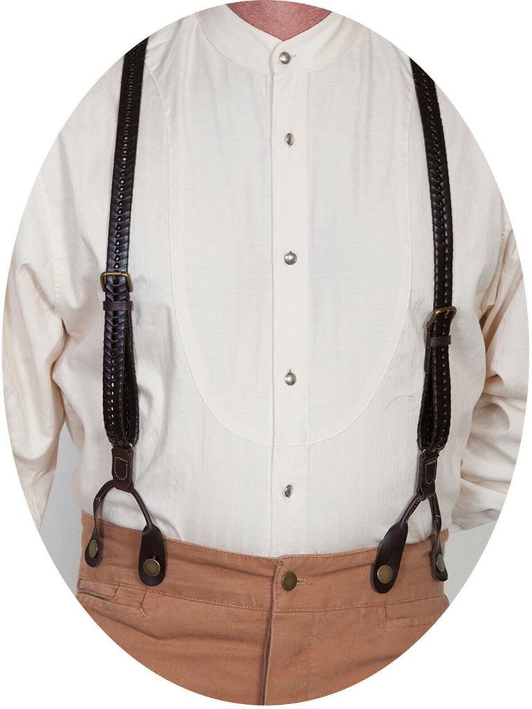 Scully Wahmaker Men's Leather Flat Braided Suspenders 540775