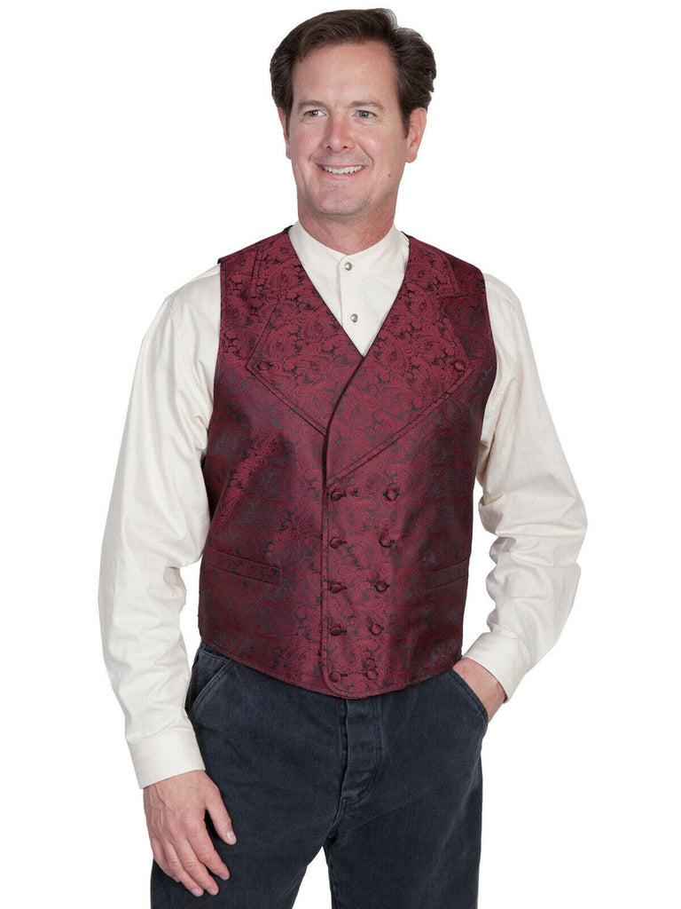 Scully Rangewear Men's Polyester Paisley Scroll Double Breasted Vest RW227BX