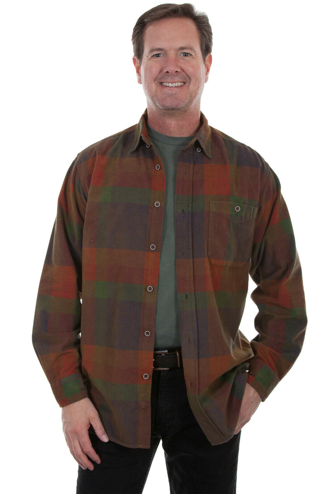 Scully Men's Multi-Color 100% Cotton Block Color Long Sleeve Shirt TR-085