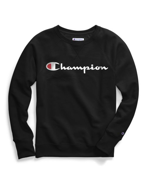 Champion Women's Plus Powerblend® Fleece Boyfriend Crew, Script Logo GF914 Y0746