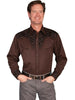 Scully Men's Western Shirt Poly Blend Floral Tooled Stitch Long Sleeve P-634