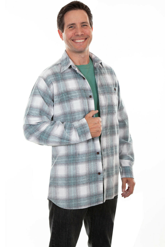 Scully Western Men's Long Sleeve 100% Cotton Plaid Shirt TR-101